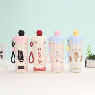316不锈钢保温杯吸管杯提绳水杯