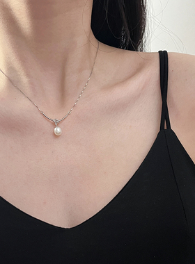 925纯银天然淡水珍珠吊坠项链女