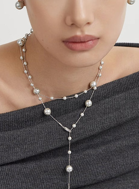 满天星珍珠项链女轻奢气质毛衣链