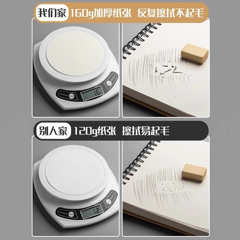 加厚牛皮纸素描本a4小学生专用8k美术画本高颜值初中生八开手绘空白速写本幼儿园儿童画画涂鸦16k马克本画册 - 图3