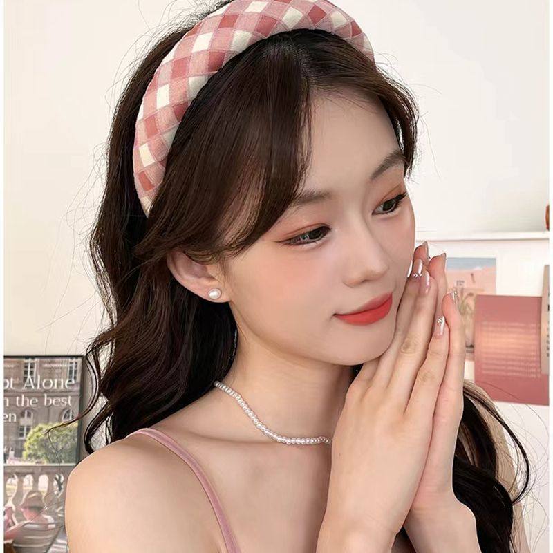 粉色高颅顶发箍女款2024新款高级感头箍外出百搭宽边压发发卡头饰,淘宝优惠券,粉丝福利购,淘宝优惠卷