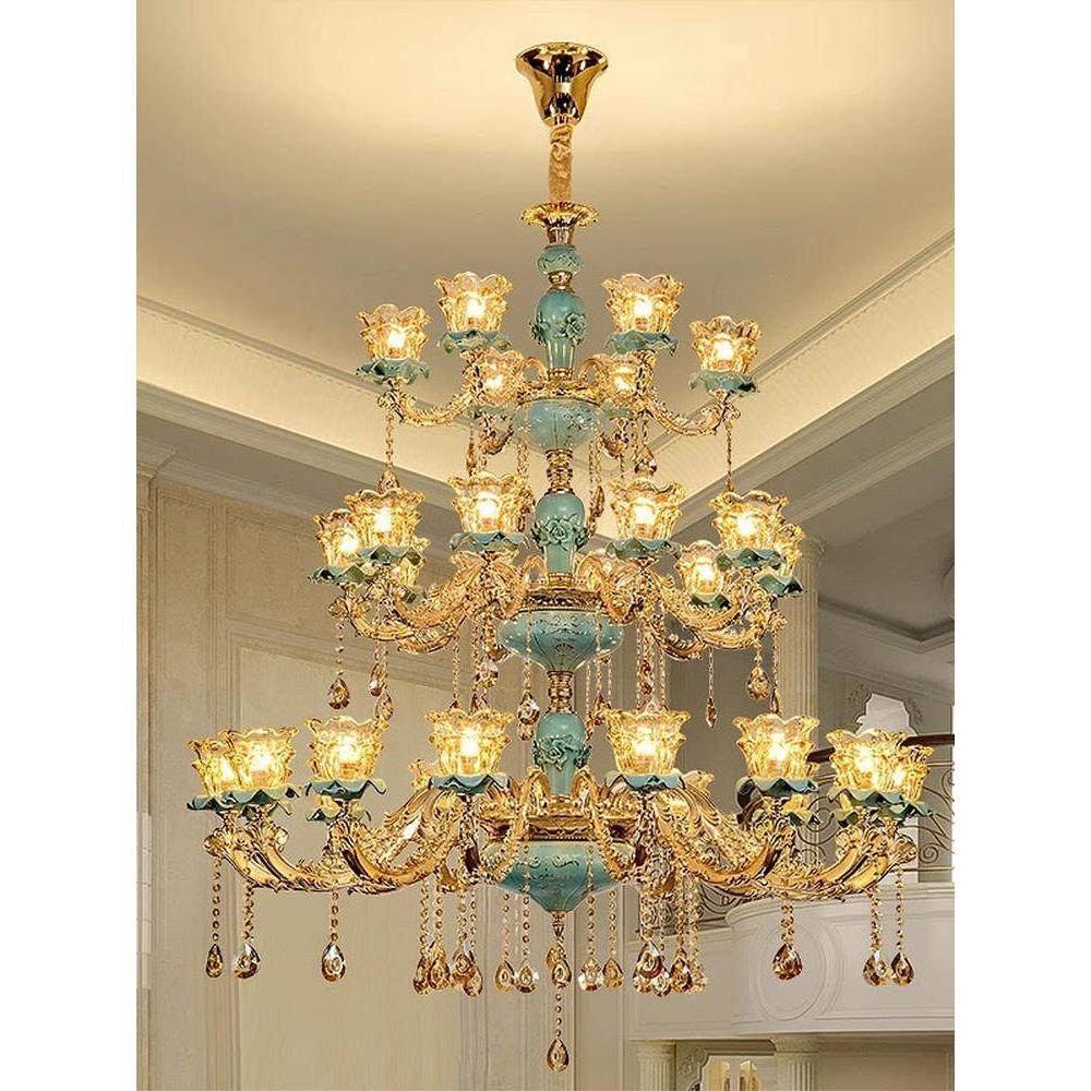 欧式复式楼大吊灯奢华别墅客厅锌合金灯具跃层中空楼梯多层长吊灯,淘宝优惠券,粉丝福利购,淘宝优惠卷