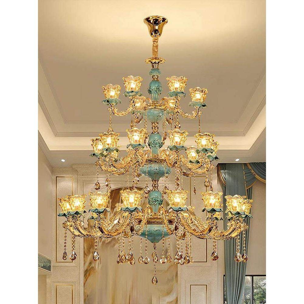 欧式复式楼大吊灯奢华别墅客厅锌合金灯具跃层中空楼梯多层长吊灯,淘宝优惠券,粉丝福利购,淘宝优惠卷