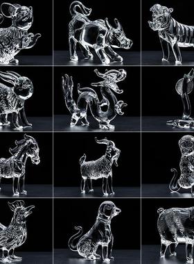 水晶12十二生肖鼠牛虎兔龙蛇马羊猴鸡狗猪客厅工艺品属相装饰摆件