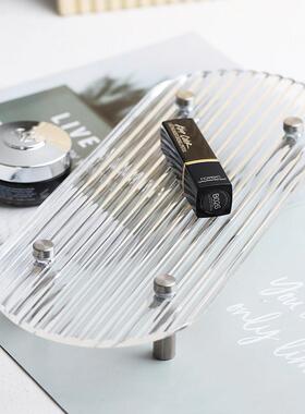 ins风托盘摆件客厅玄关钥匙收纳亚克力香薰香水化妆品摆台展示架