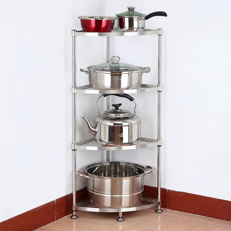 304不锈钢厨房用品锅架可调放锅架子转角架浴室墙角置物架收纳架 - 图0