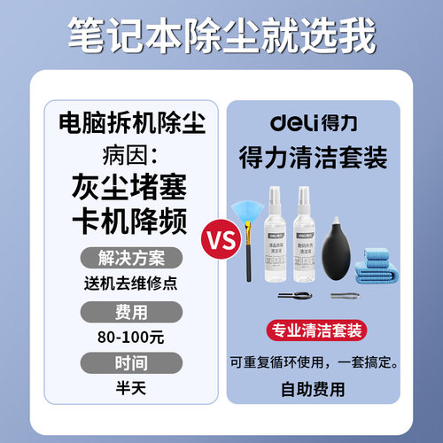 得力笔记本清灰工具套装电脑拆机清洁风扇灰尘拆卸螺丝刀维修专用 - 图3