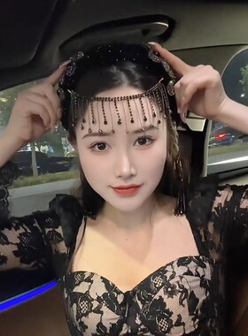东宫发箍网红遮发缝立体花朵编织丝绒发饰流苏闪钻异域风情压发箍