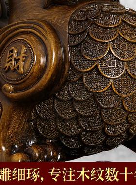 旺财招财貔貅摆件一对彷木雕工艺客厅电视柜桌面装饰店铺开业礼品