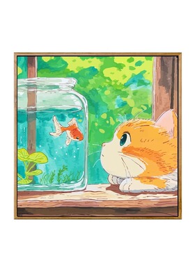 宫崎骏夏日猫咪diy数字油画卡通填色手工手绘丙烯涂色油彩装饰画