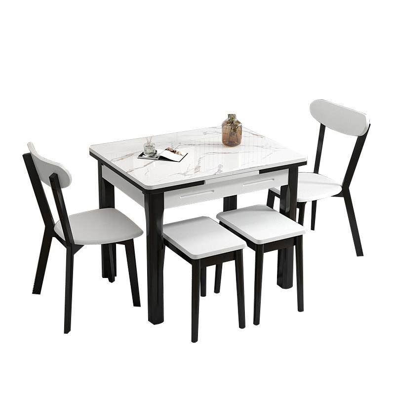 小户型岩板餐桌现代实木可伸缩折叠多功能长方形家用带电磁炉饭桌,淘宝优惠券,粉丝福利购,淘宝优惠卷