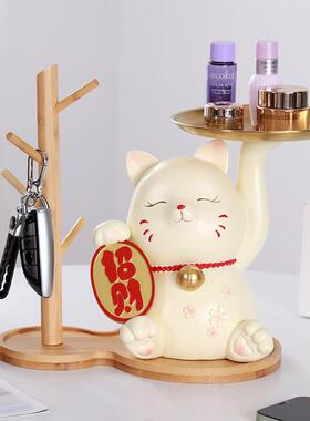 新款直销摆件摆设家居猫玄关钥匙客厅猫摆件收纳树杈葫芦托盘