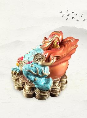 直销新款彩绘如意金蟾摆件黄铜招财金蟾公司办公室店铺工艺品摆件