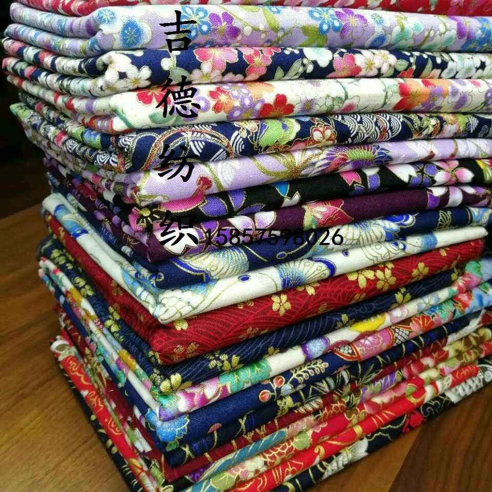 新款直销日式和风烫金棉布 （花朵海浪）和风印花棉布旗袍汉服布 - 图2