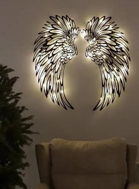 直销新款跨境爆款天使之翼墙面装饰品发光翅膀拍照道具金属铁艺铁