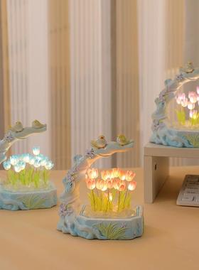 直销新款花鸟郁金香diy小夜灯 创意摆件桌面装饰工艺品节日氛围礼