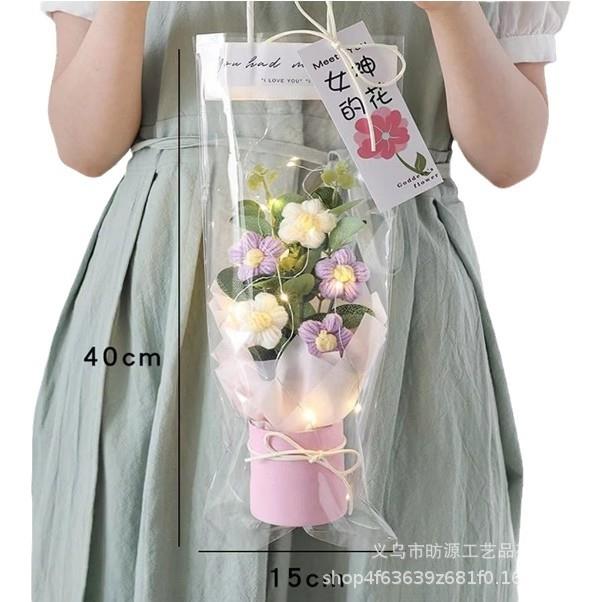 直销新款教师节礼物创意钩针泡芙花束成品摆摊生日礼物送女生老师 - 图3