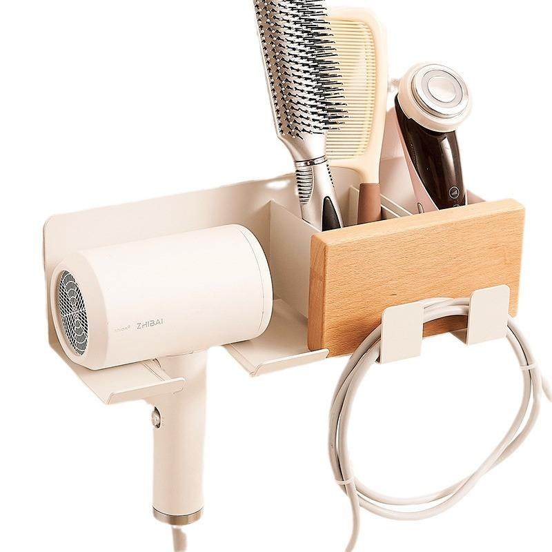 直销新款原木风吹风机置物架免打孔家用壁挂卫生间风筒支架电吹风,淘宝优惠券,粉丝福利购,淘宝优惠卷