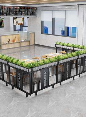 工业风花架扶手栅栏餐厅卡座酒吧屏风过道装饰简约铁艺矮隔断绿植