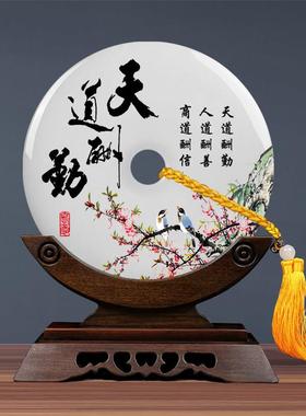 玉石安全扣饰品客厅入口电视实木底座装饰迁居礼物乔迁礼物