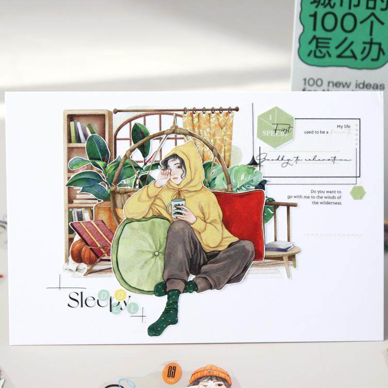 moodtape居家一刻温暖之居人物场景原创手帐咕卡贴纸和纸胶带文具 - 图2