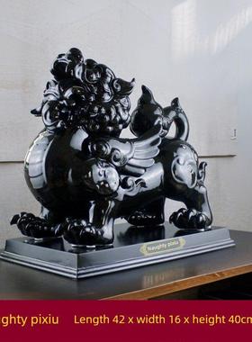 黑色陶瓷吉祥皮绣饰品客厅入口办公室家居风水装饰开幕乔迁礼物