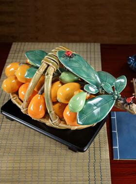 枇杷果篮陶瓷装饰品石湾娃娃金玉满堂带来富贵宝果家居装饰客厅入