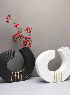 北欧创意几何树脂花瓶摆件客厅插花花器样板房家居玄关桌面装饰品