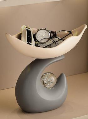 创意中古风放钥匙收纳托 托盘入户玄关摆件高级感小众客厅鞋柜装