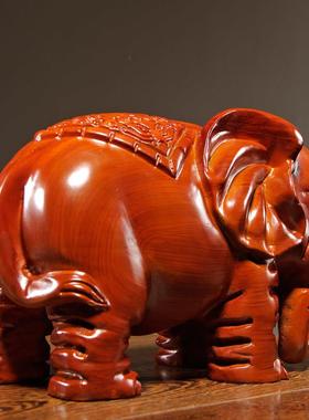 花梨木雕刻大象摆件实木质一对象红木家居公司开业装饰送礼工艺品