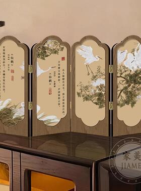 新中式花鸟屏风桌面摆件玄关柜茶桌家居装饰品中国风客厅摆画礼品