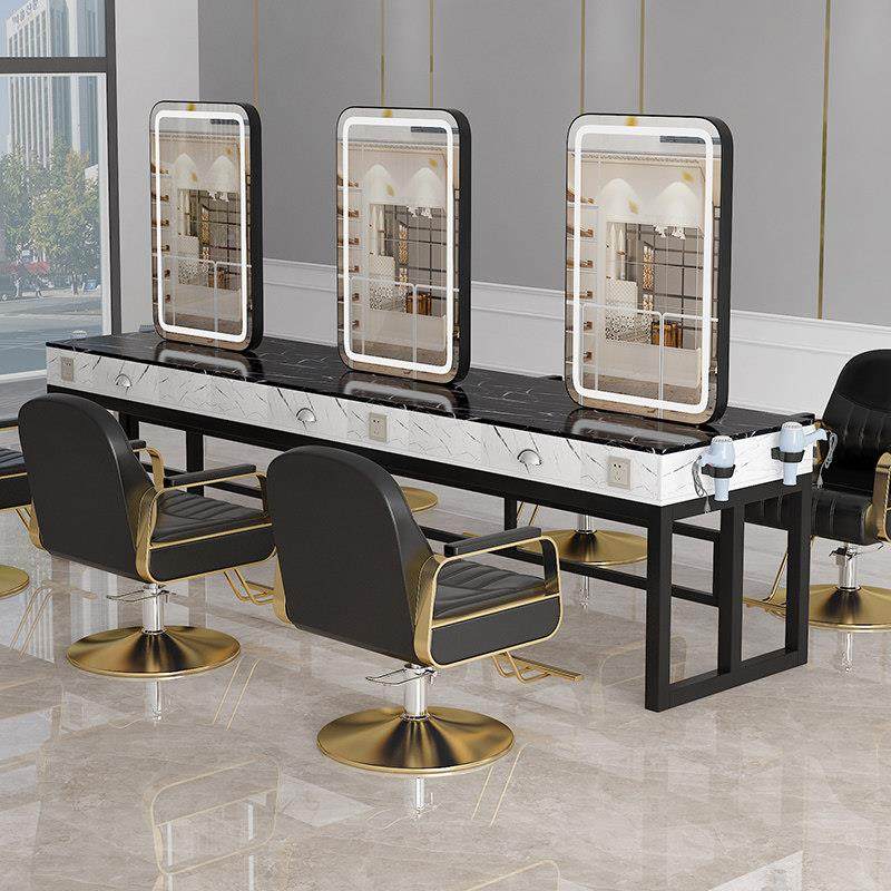 网红美发店镜台单面带灯理发店双面烫染台发廊剪发镜子影楼化妆桌,淘宝优惠券,粉丝福利购,淘宝优惠卷