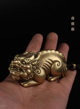 全铜貔貅手把件招财公母皮丘一对办公桌面小摆件随身盘玩转运礼品