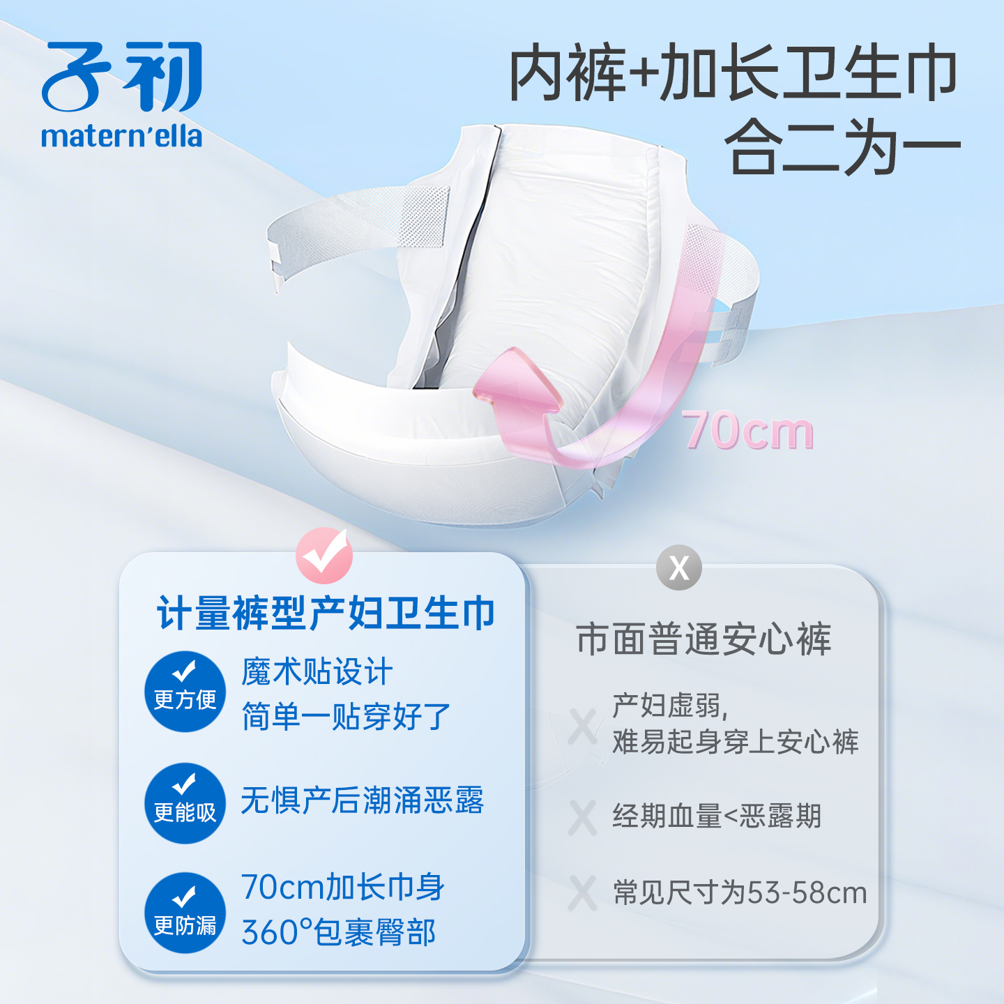 子初matern'ella计量型产妇卫生巾产后产褥期专用大号裤型姨妈巾