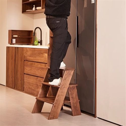 北美黑胡桃木梯凳多功能家用换鞋凳边几花架置物架脚踩小板梯凳子 - 图1