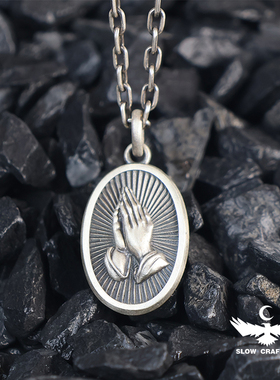 祈祷之手纯银项链男女