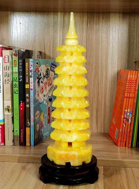 文昌塔摆件男女孩初高中生书房桌面天然黄玉石工艺品9九13十三层