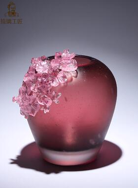 釉面桃花花瓶装饰客厅插花无障碍豪华高端大气艺术朋友乔迁之礼赠