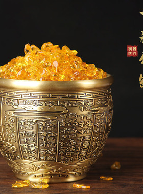铜米缸摆件 铜缸摆件 铜百福缸摆件 铜聚宝盆缸 祥云百福缸