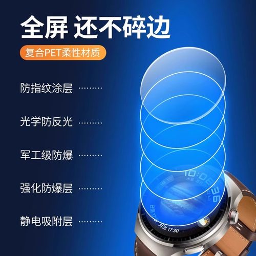适用华为watch5保护膜watch4手表膜全屏覆盖智能运动watch4pro钢化高清46mm男款防摔全包表盘42屏幕水凝贴膜 - 图0
