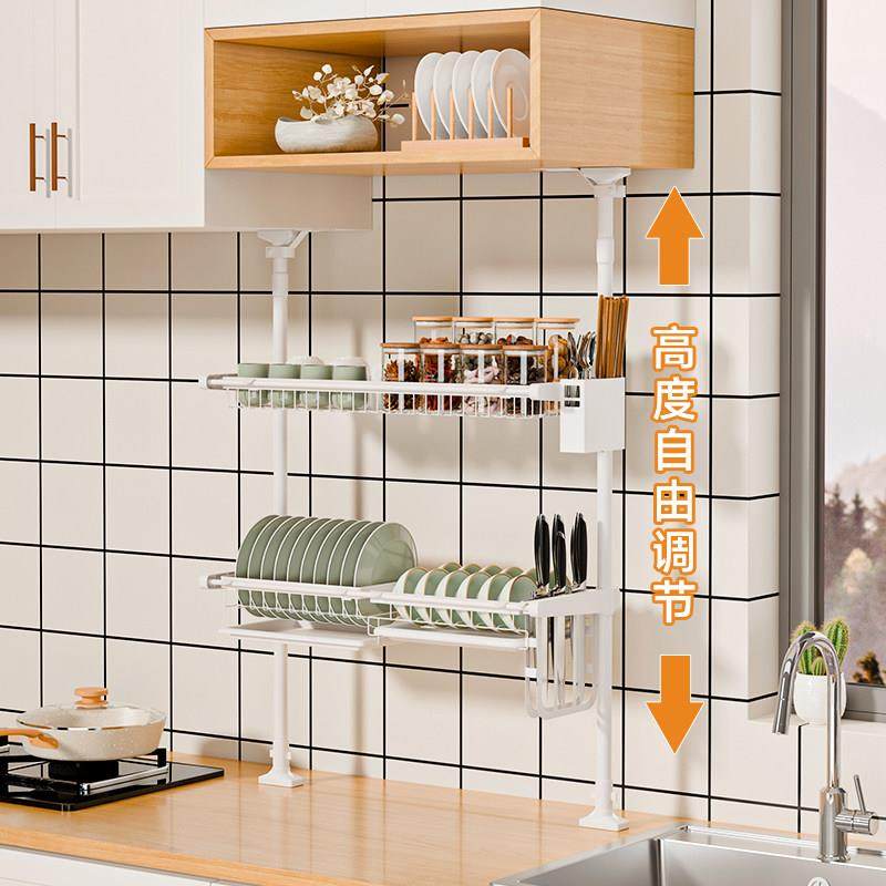 厨房置物架多功能顶天立地碗碟沥水架橱柜下水槽上窗台多层收纳架,淘宝优惠券,粉丝福利购,淘宝优惠卷