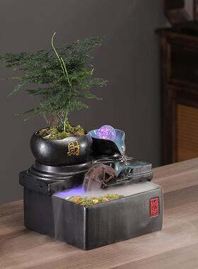 招财猫摆件流水生财循环水小型风水轮店铺收银柜台公司前台开 业