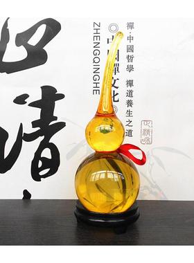 黄水晶葫芦摆件车挂水晶雕件家居风水卧室客厅办公室桌面摆饰挂件
