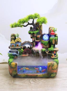 鱼缸瀑布造景流水客厅假山水喷泉循环水小高山小型山水装饰景摆件