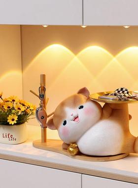 玄关摆件钥匙收纳客厅入户鞋柜招财猫轻奢装饰品乔迁之喜新居礼物