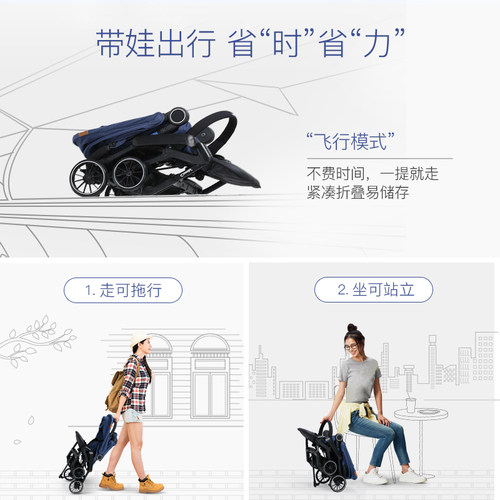 Combi康贝婴儿推车Bifold轻便单手折叠宝宝婴儿车可坐可躺可登机 - 图0