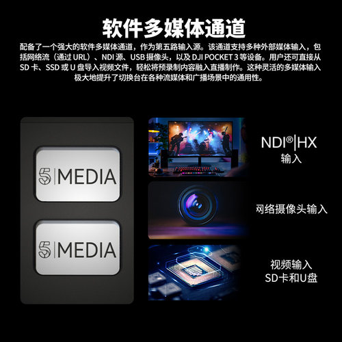 嘉视影R5PLUS导播切换台自带10英寸触摸屏导播台HDMI/SDI多路采集导播一体机PTZ控制推拉流录制直播切换台 - 图3