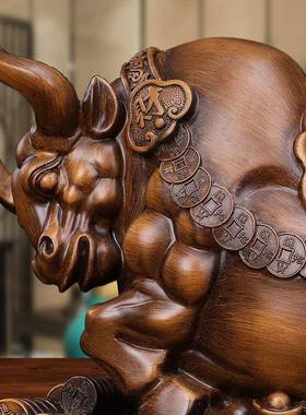 财势如虹牛摆件脂工艺品居装饰大品摆设家生肖树牛号7134创意办公