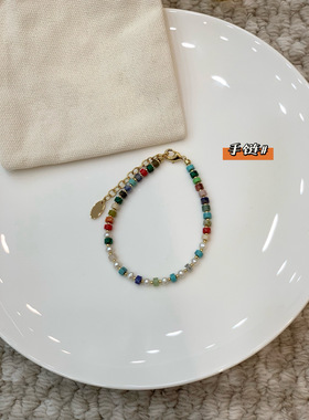 源260+！现89起！彩色天然石串珠手链项链 这个太喜欢了 小众设计