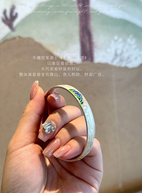 K银珐琅手绘千里江山开口手镯 当传世美学融入腕间风雅 好精致